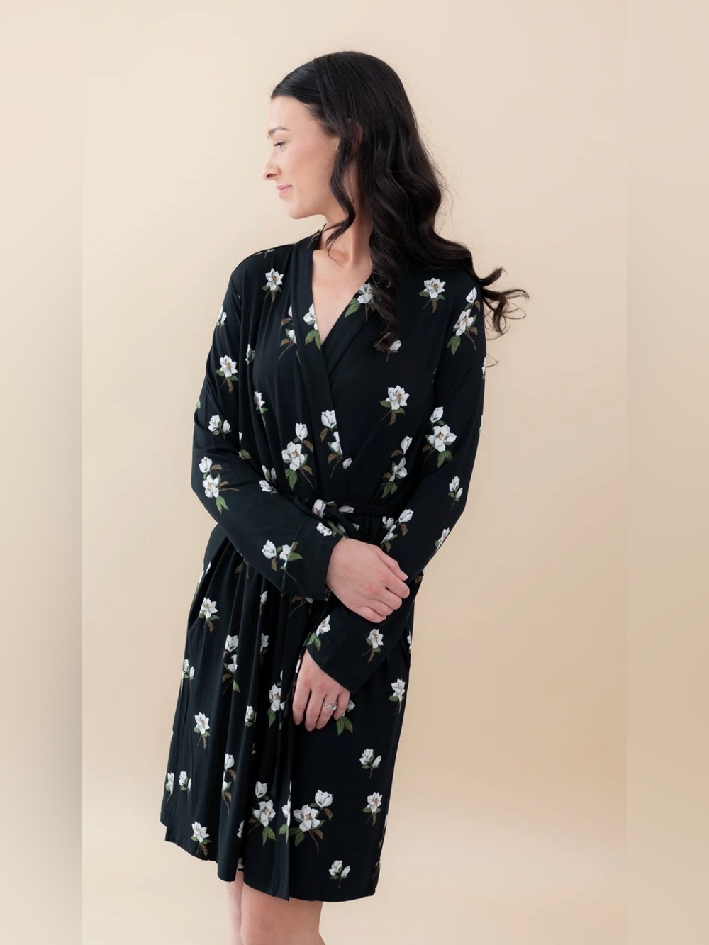 Kyte baby Women’s Lounge Robe in Big Midnight Magnolia black xs/s